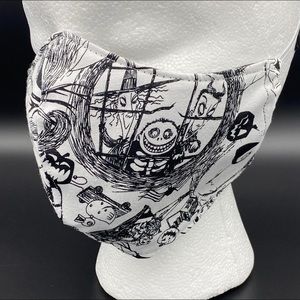 Nightmare Before Christmas (W/B) Fitted Face Mask